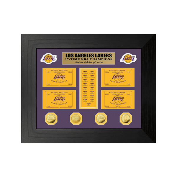 Los Angeles Lakers NBA Champions Gold Coin Deluxe Banner