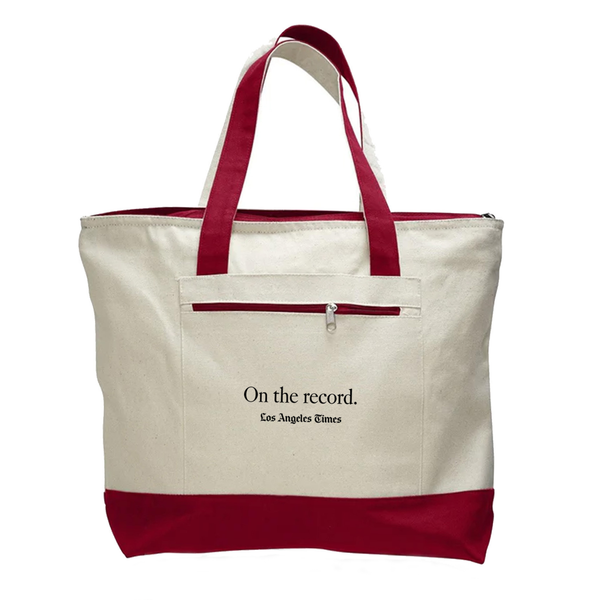 On the Record Tote Bag in Red