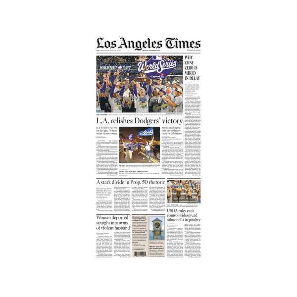 Dodgers Win the World Series: 11/3/25 paper – Shop LA Times