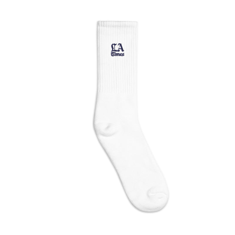 L.A. Times Embroidered Socks in White/Navy