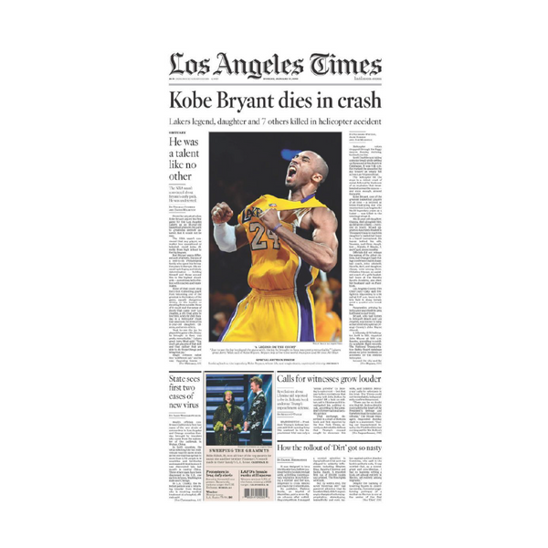 人文+社会 Front Page    the LA Times Kobe Bryant Front Page Print – Shop LA Times