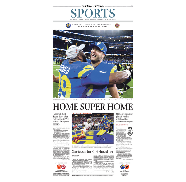 Rams Are Super Bowl Bound 1/31 paper