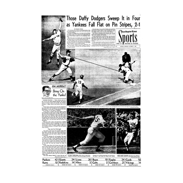 Dodgers 1963 World Series Win Page Print