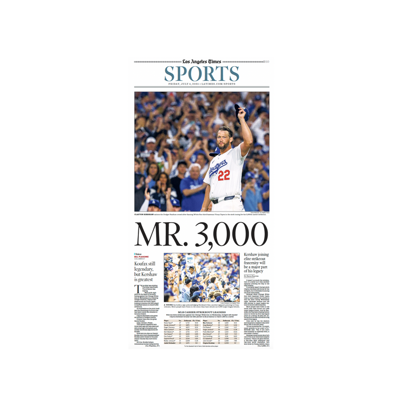 Kershaw Mr. 3000 7/4/25 Sports Page Print