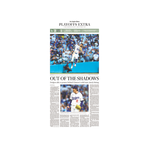 Dodgers Playoffs Game 3: Out of the Shadows 10/17/25 E-Edition Page Print