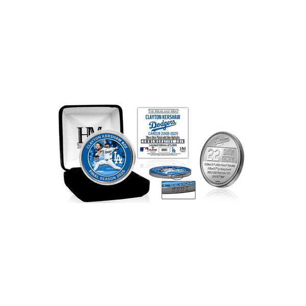Clayton Kershaw Los Angeles Dodgers Retirement Silver Color Coin