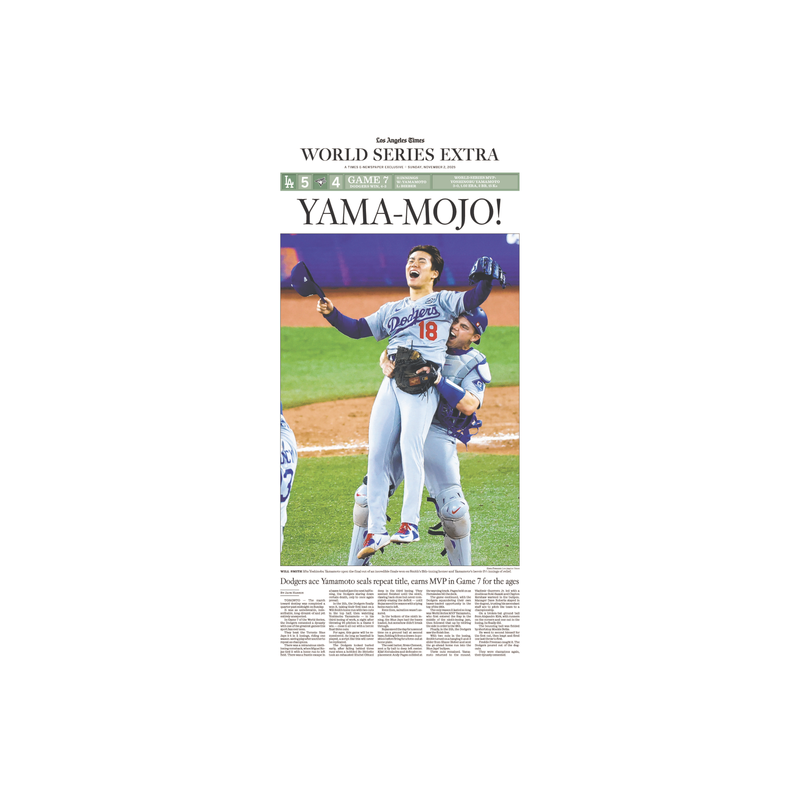 Dodgers Win the World Series: 11/2/25 E-Edition Page Print