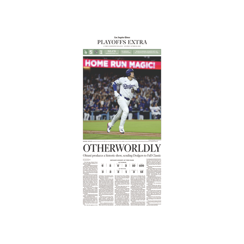 Dodgers Win NLCS and advance to World Series: 10/18/25 E-Edition Page Print