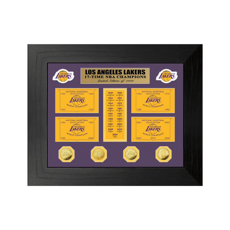 Los Angeles Lakers NBA Champions Gold Coin Deluxe Banner Collection