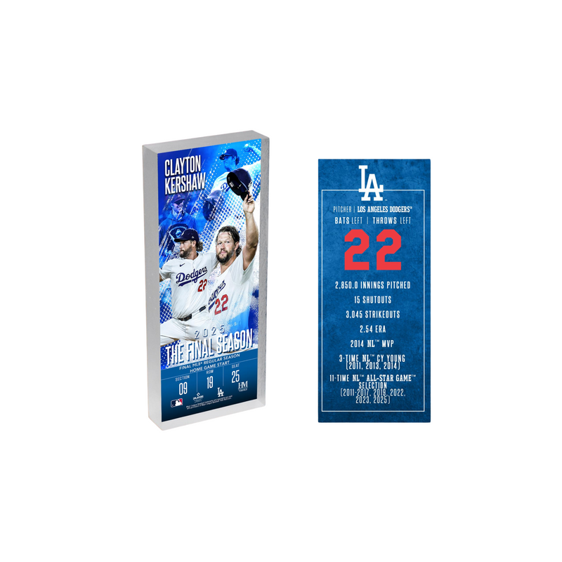 Clayton Kershaw Los Angeles Dodgers Final Season 3d Acrylic BlocKart