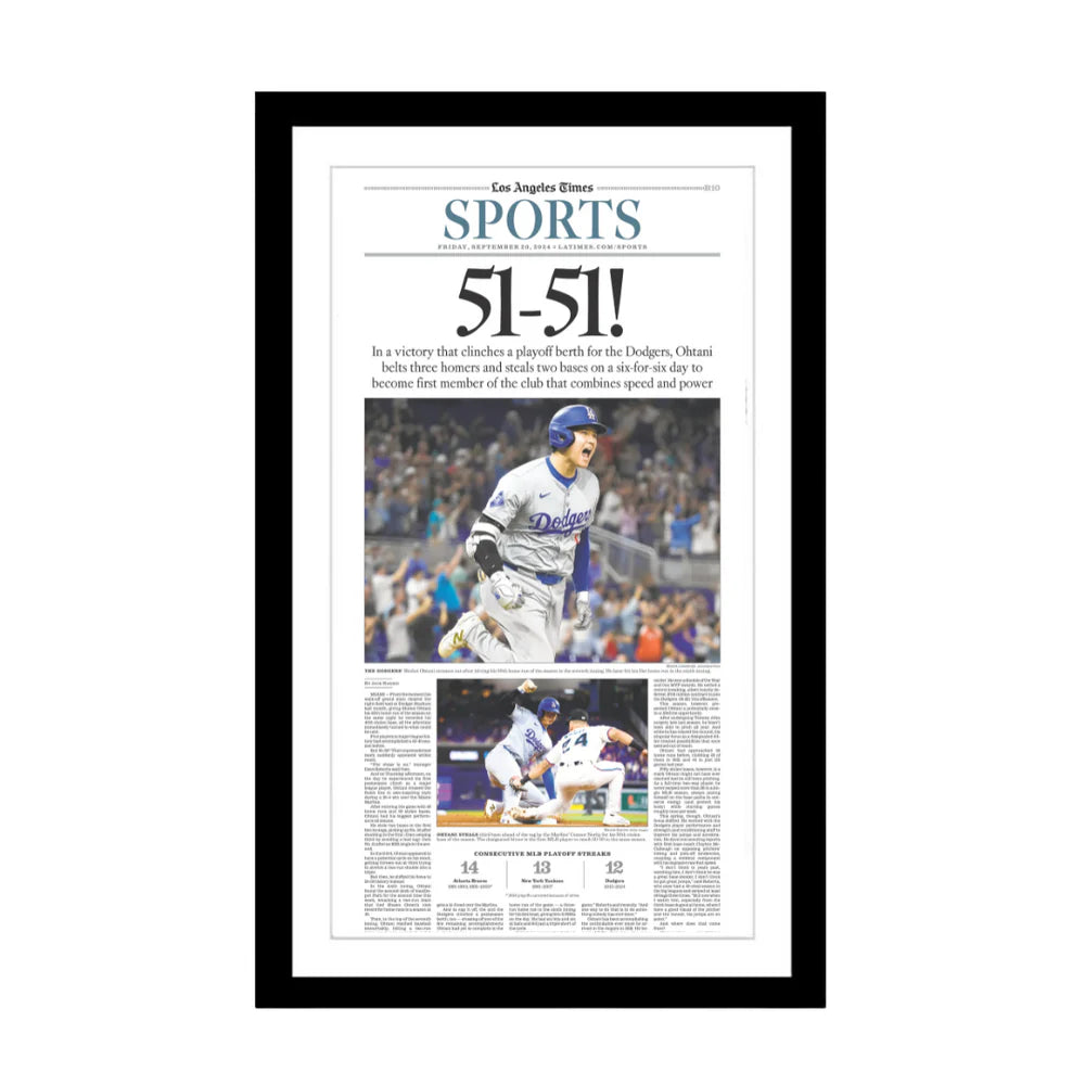 Los Angels Times 大谷51-51達成 2024年9月20日朝刊 野球