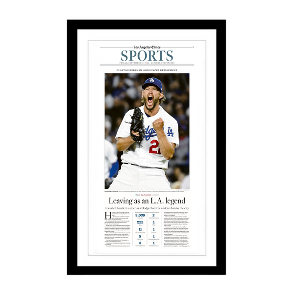 Kershaw Announces Retirement 9/19/25 Sports Page Print
