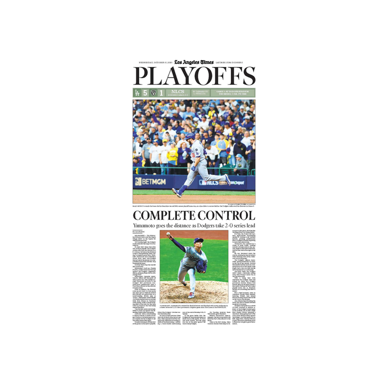 Dodgers Playoffs Game 2: 10/15/25 E-Edition Page Print