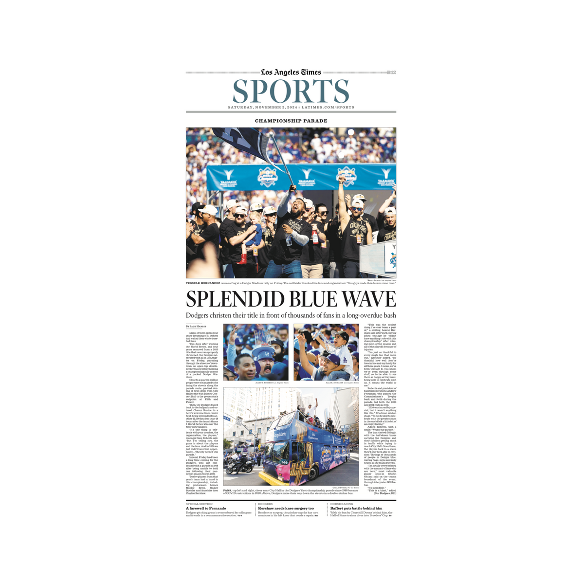 Los Angeles Times スポーツ新聞 51-51!! 51-51! Sports Section 9/20/24 Page Print – Shop LA Times