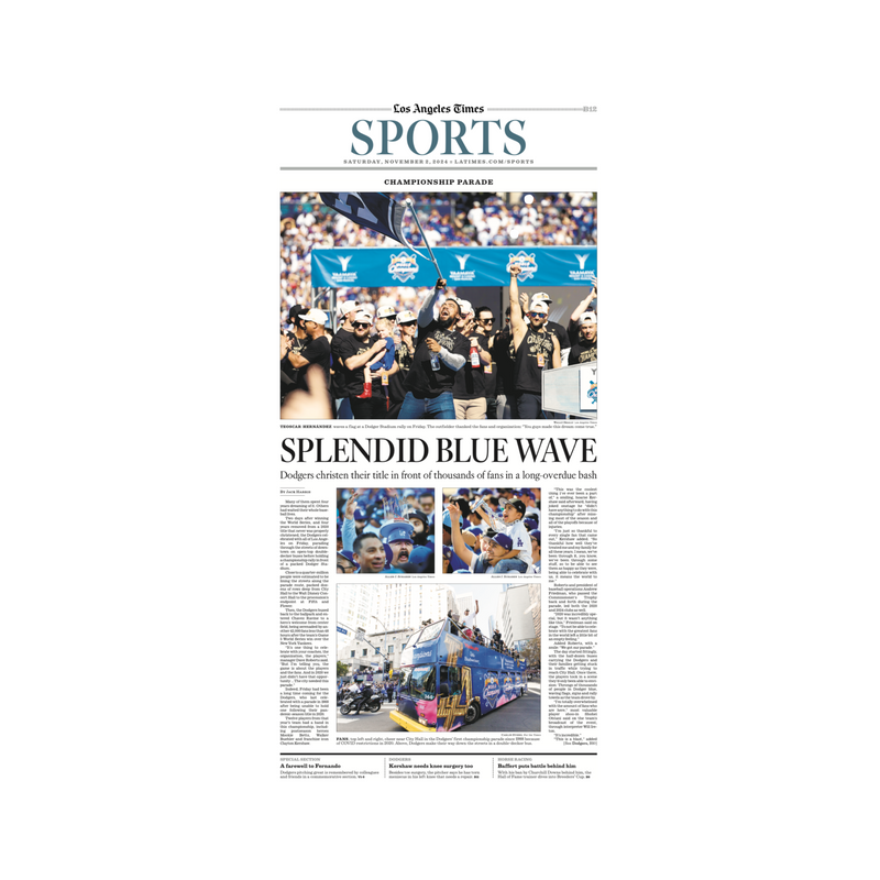 Dodgers Parade + Fernando Valenzuela Special Section 11/2/24 paper