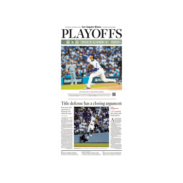 Dodgers Playoffs Game 3: 10/18/25 Paper