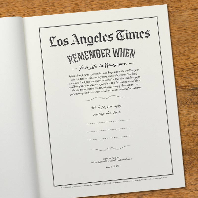 Los Angeles Times Softcover Birthday Book