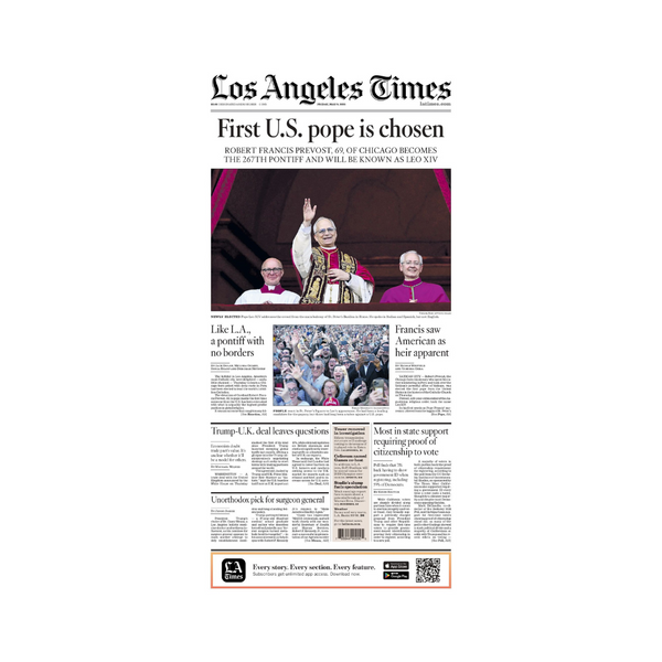 First U.S Pope is Chosen 5/9/25 paper