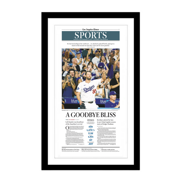 Kershaw's Retirement: A Goodbye Bliss 9/21/25 Sports Page Print