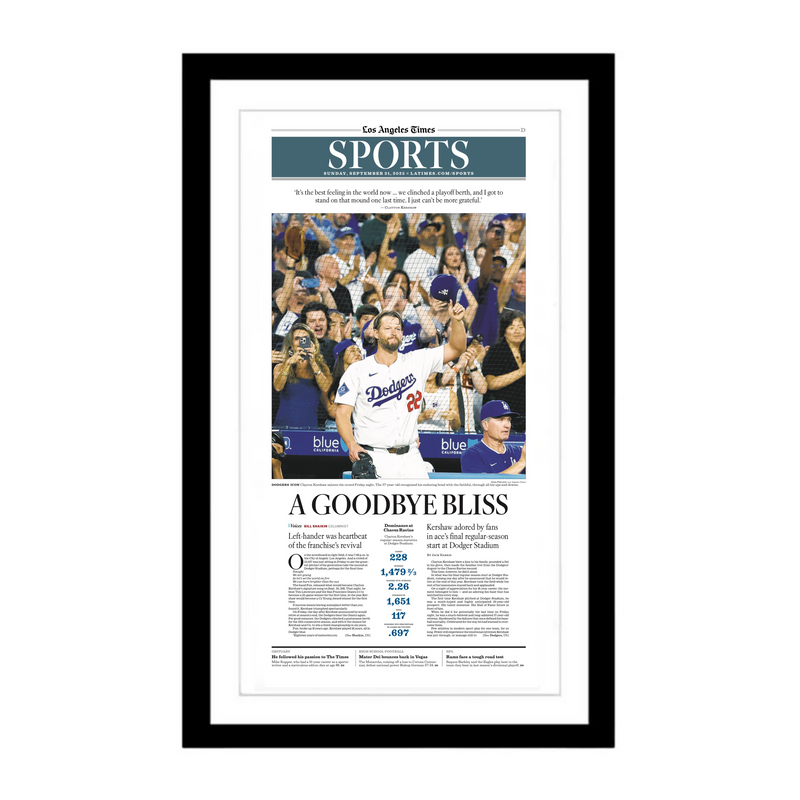 Kershaw's Retirement: A Goodbye Bliss 9/21/25 Sports Page Print