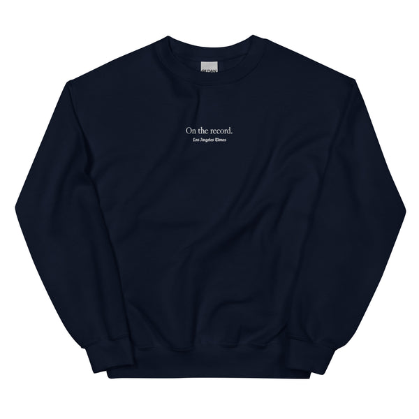 On the Record Crewneck in Navy