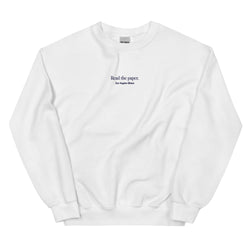 Read the Paper Crewneck in White/Navy