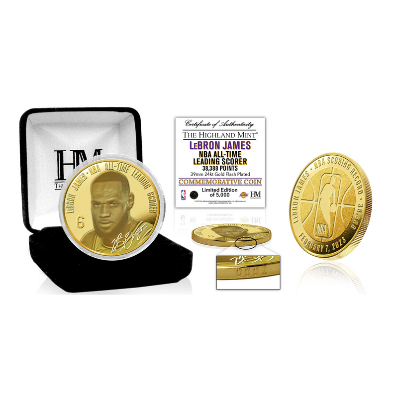 LeBron James Los Angeles Lakers NBA All-Time Leading Scorer Gold Coin